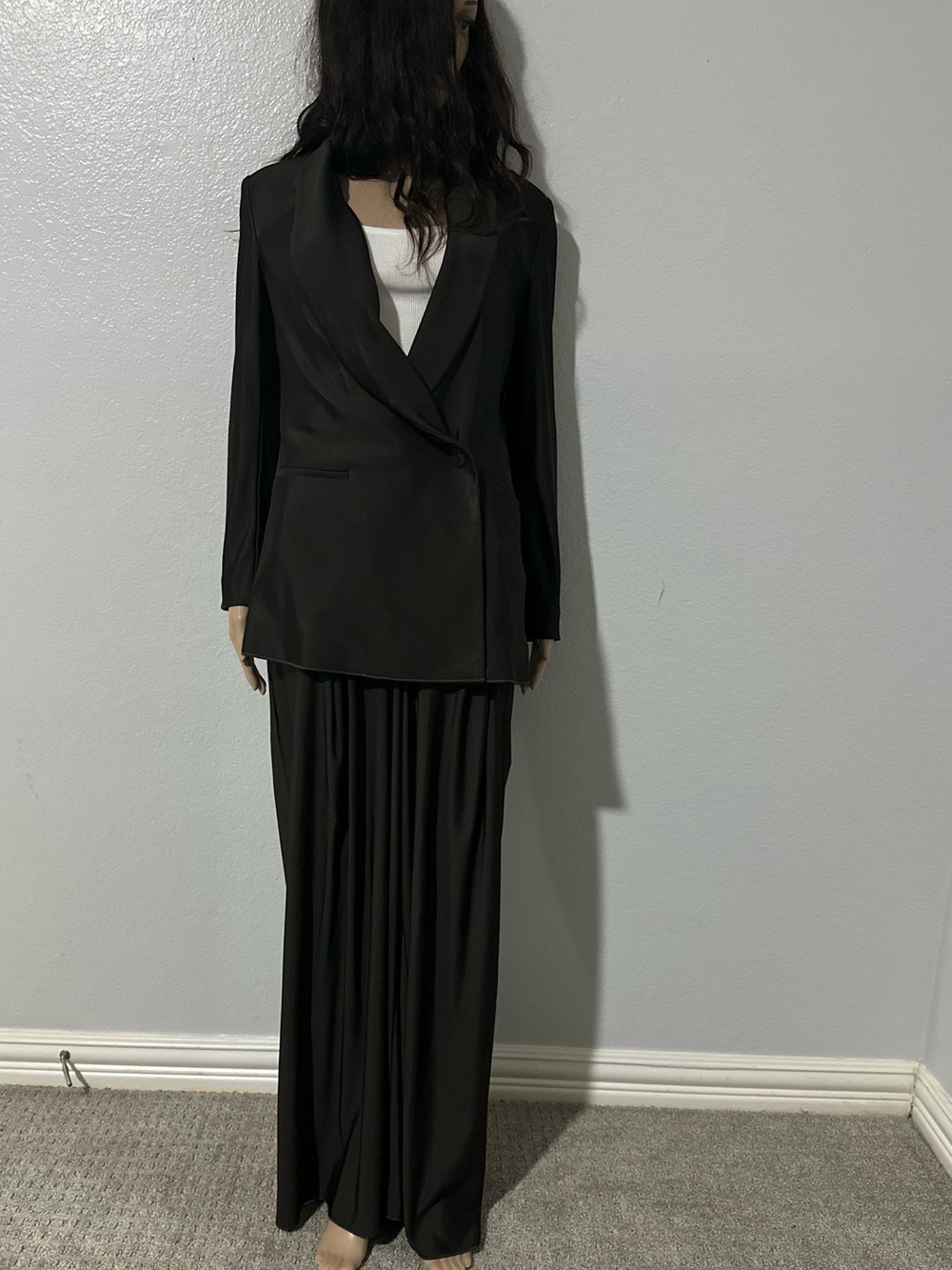 Giorgio Armani Dark Brown Suit/Wide-Leg Jersey Trousers - Picture 8 of 14